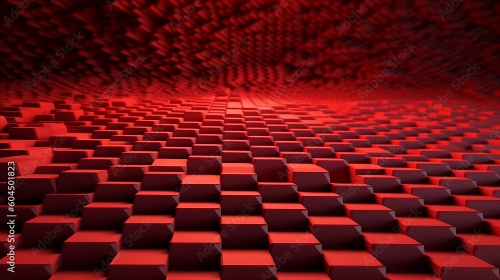 A surface that is red and features numerous geometric figures with repeated shaped patterns. Generative AI A surface that is red and features numerous geometric figures with repeated shaped patterns. Generative AI