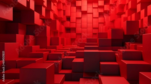 A surface that is red and features numerous geometric figures with repeated shaped patterns. Generative AI 