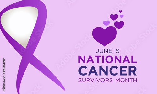 National cancer survivors month is observed every year in june. June is national cancer survivors month. Vector template for banner, greeting card, poster with background. Vector illustration.