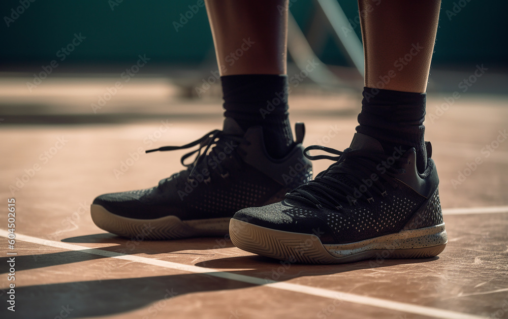 custom made wallpaper toronto digitalPlayers' sport shoes on the court, indicating the intensity of the game. Generative AI