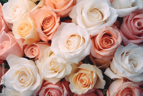 A background photo of Pink and White Roses  Generative AI