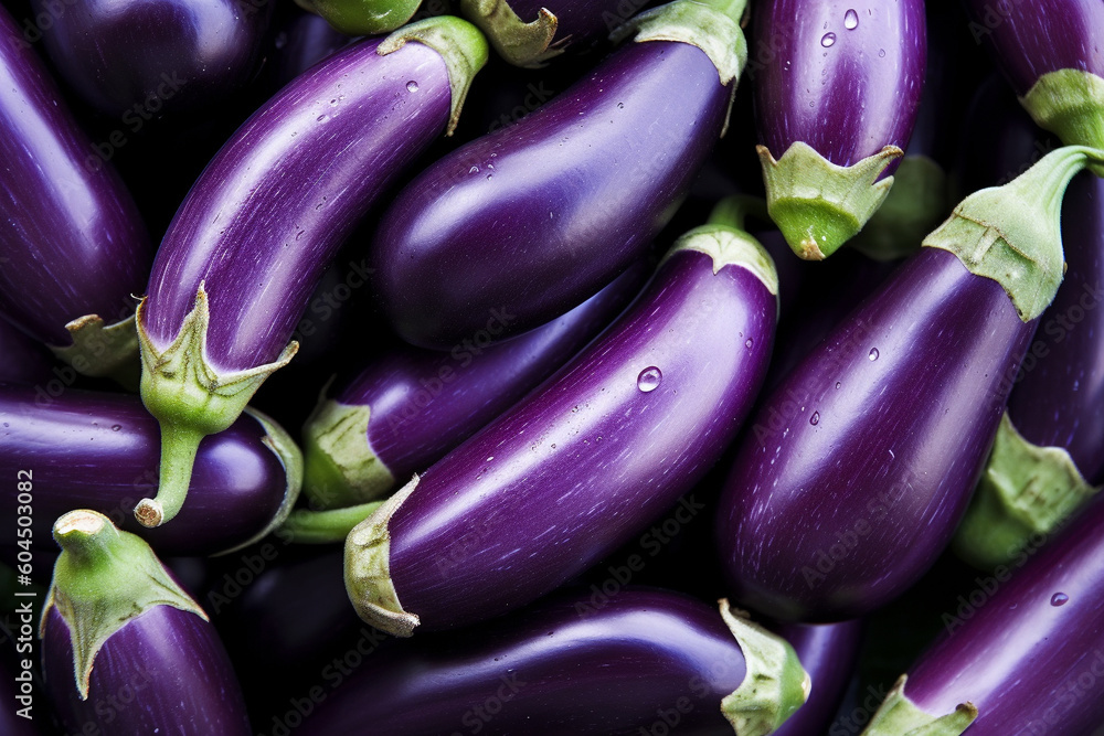 A background photo of Ripe Eggplants, Generative AI A background photo of Ripe Eggplants, Generative AI