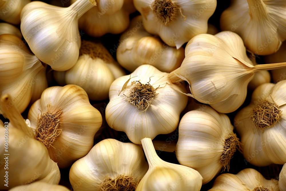 A background photo of Garlic, Generative AI A background photo of Garlic, Generative AI