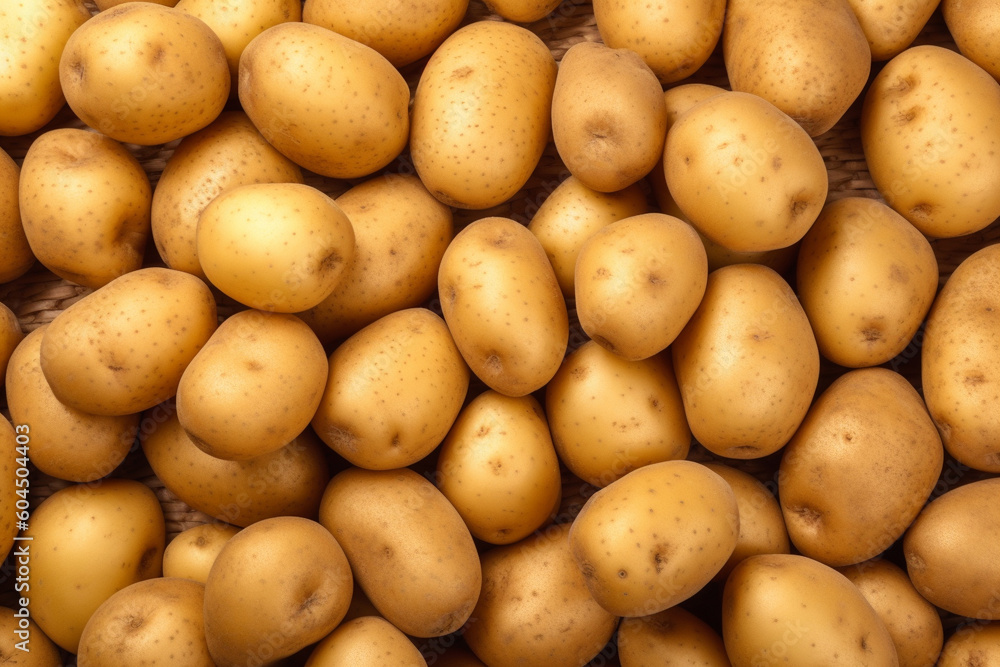 A background photo of Potatoes, Potatoes Pattern Background, Generative AI A background photo of Potatoes, Potatoes Pattern Background, Generative AI