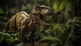 Tyrannosaurus Rex in the jungle.  Generative AI