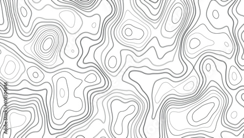 Topographic line contour map background. Elevation graphic contour height lines. Vintage outdoors style. Black on white contours vector topography stylized height of the lines. 