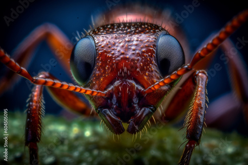 A macro photo of an Ant, blurry background, Generative AI © Kafi
