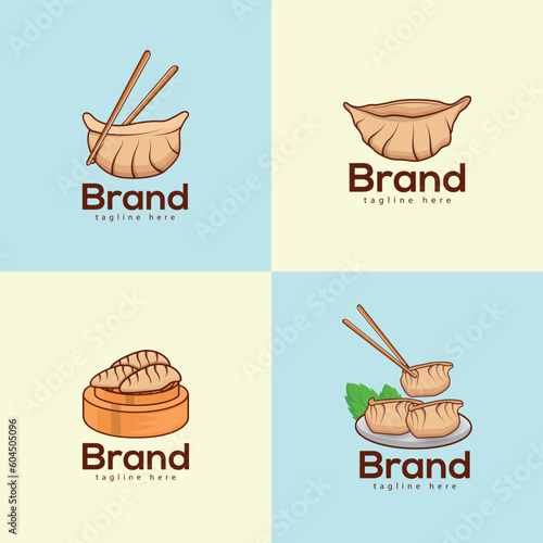 A logo For Brand Called brand Dim Sum Restaurant Food Brand Template. Big Set Of Delicious Dim Sum Vector Logo Collection. Illustration Vector Clip Art Design With Premium Modern Logo Template.