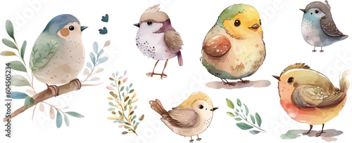 bird nature watercolor neutral colors for kids simple drawing childish cute © EnelEva