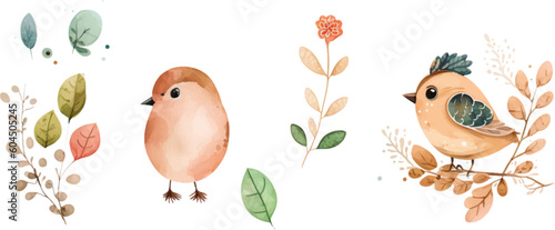 bird nature watercolor neutral colors for kids simple drawing childish cute