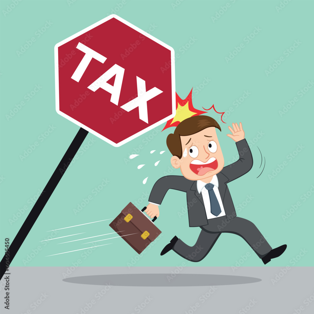 Businessman attacked by tax, illustration vector cartoon Businessman attacked by tax, illustration vector cartoon