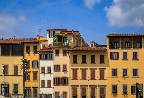 Gothic buildings near Santa Croce Basilica in Centro Storico Florence, Italy