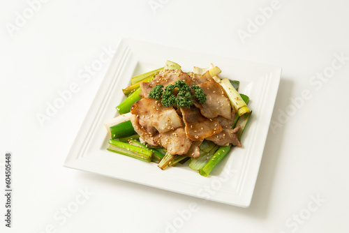 Grilled pork belly with green onion