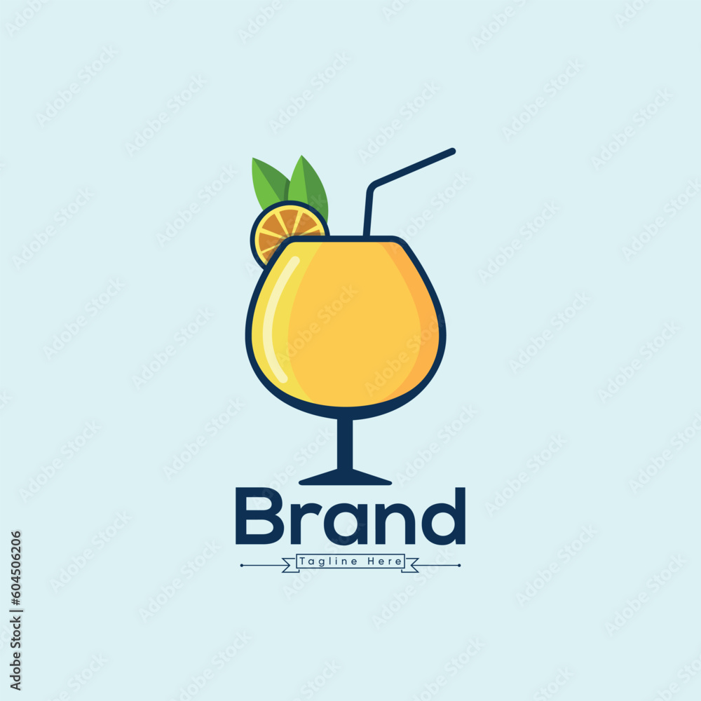 Obraz premium Best Creative Glass Of Orange Juice Vector Mimosa Logo With A Straw And A Straw. Vector Clip Art Juice And Wine Drink Design With Premium Modern Logo Template