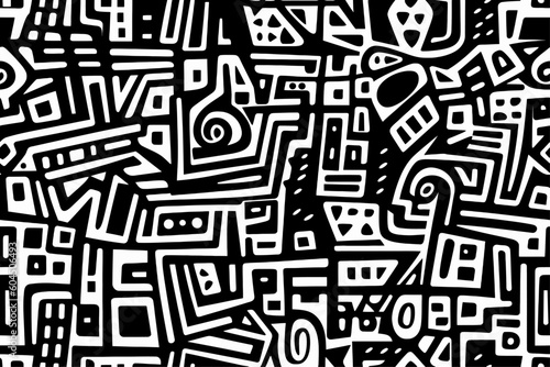 Traditional native artwork, African style geometric seamless background wallpaper