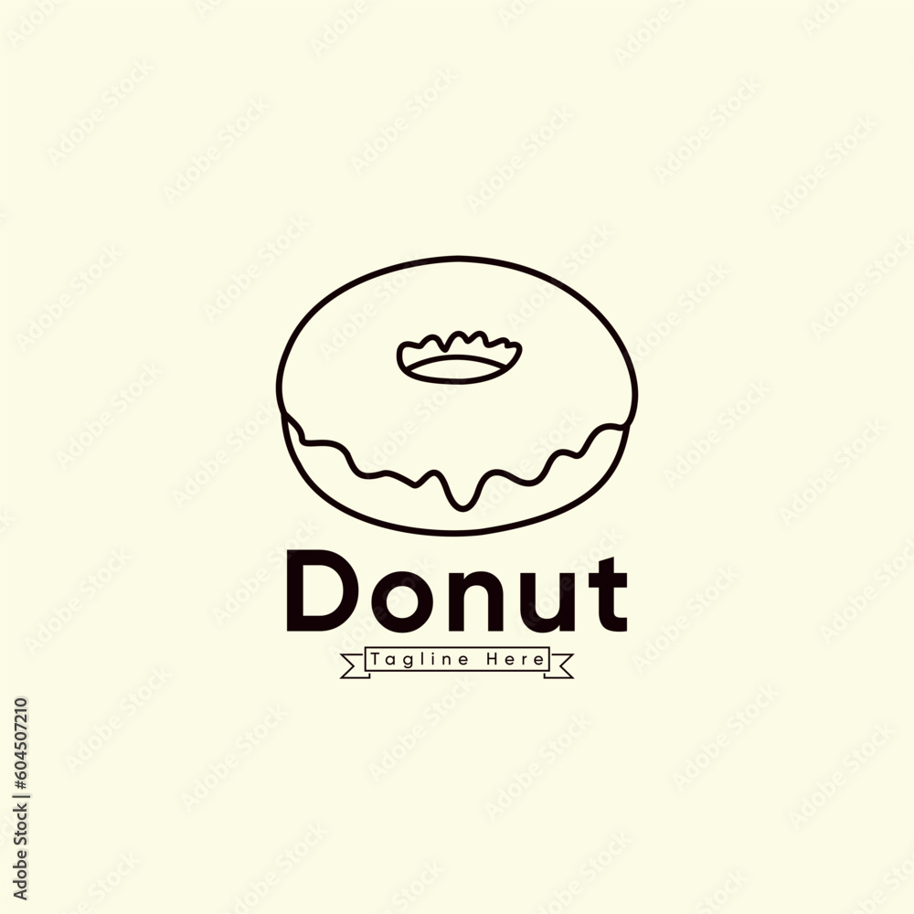 A Logo For A Donut With A Glaze On It. Donuts Vector Icon Logo Illustration. Donuts Black Color, Icon Donut Food Design Concept White Isolated. A Logo For A Donut With A Glaze On It. Donuts Vector Icon Logo Illustration. Donuts Black Color, Icon Donut Food Design Concept White Isolated.