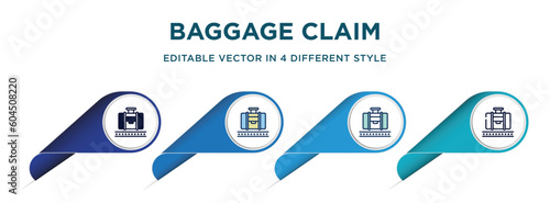 baggage claim icon in 4 different styles such as filled, color, glyph, colorful, lineal color. set of vector for web, mobile, ui