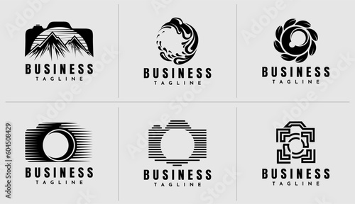 Set of abstract camera photography logo design brand