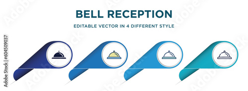 bell reception icon in 4 different styles such as filled, color, glyph, colorful, lineal color. set of vector for web, mobile, ui