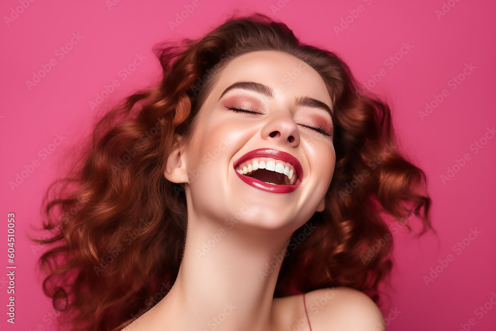 Eine Frau lacht herzlich KI