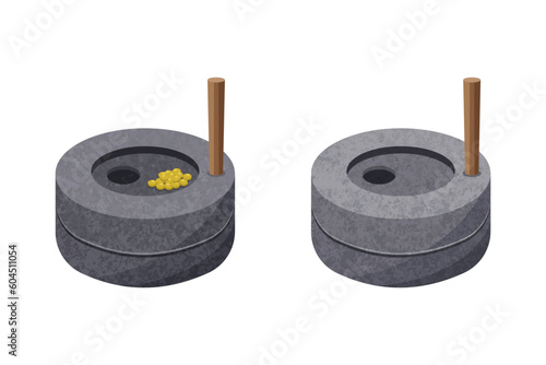 Vector of Korean traditional stone mill