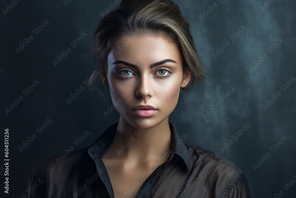 Fototapeta premium Eine Frau schaut ernst KI