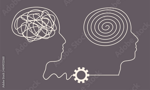 Personal growth and development. Unraveling tangled tangle. Business and education concept. Metaphor of problem solving, chaos and mess, difficult situation.