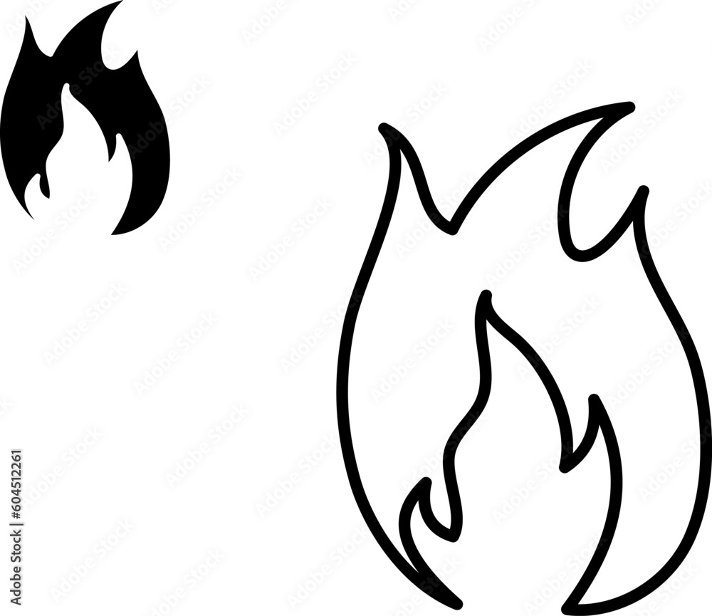 Fire icon in line style, flames, flame of shapes, bonfire flat vector illustration Fire icon in line style, flames, flame of shapes, bonfire flat vector illustration