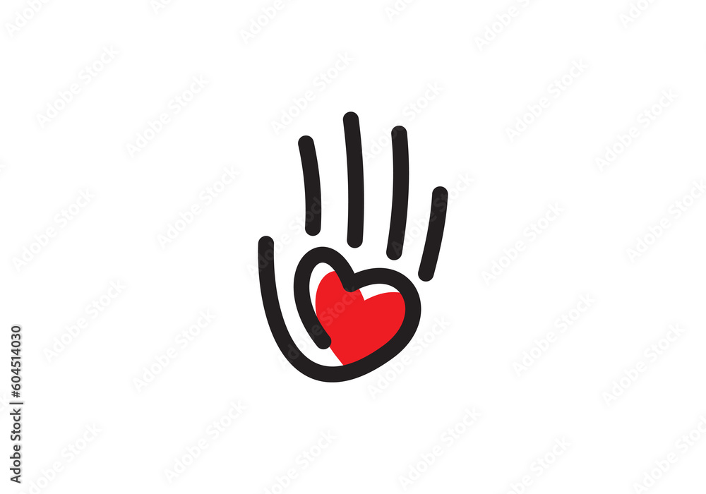love hands logo design. hello heart health care icon vector illustration love hands logo design. hello heart health care icon vector illustration