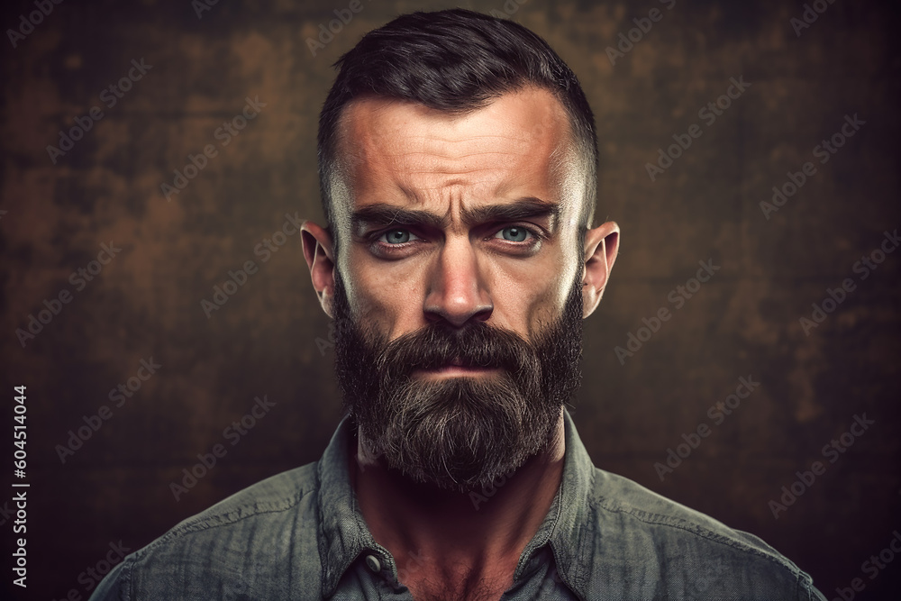 Fototapeta premium Mann schaut ernst KI