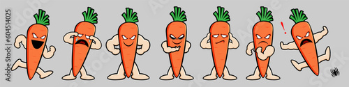 Vector carrot vegetable character Set contains carrot in various pose and emotion for graphic designer