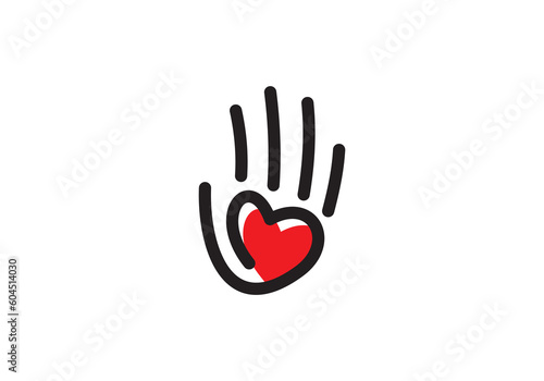 love hands logo design. hello heart health care icon vector illustration