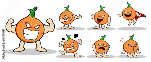Vector onion vegetable character Set contains onion in various pose and emotion for graphic designer
