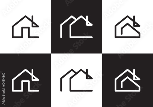 minimalist interior furniture home logo. perfect for property, real estate, business etc.