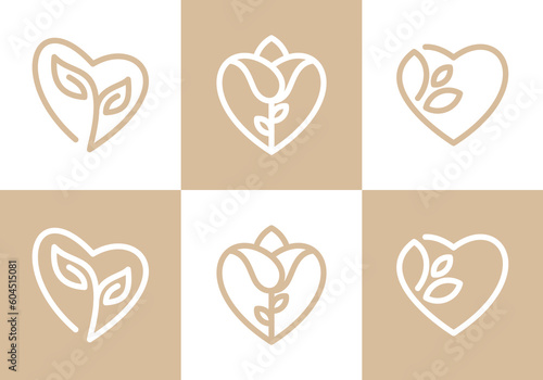 love with leaf logo design. nature health care icon vector illustration