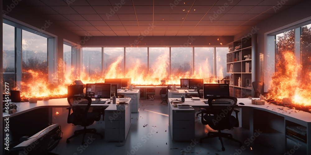 Ein Büro brennt KI
