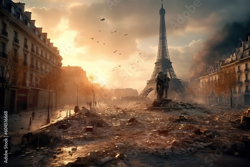 Apocalyptic view of Paris w...