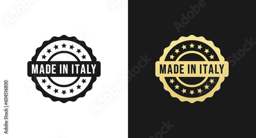 Made in Italy Label or Made in Italy Stamp Vector Isolated in Flat Style. Made in Italy label for product packaging design element. Simple made in Italy stamp for packaging design element.