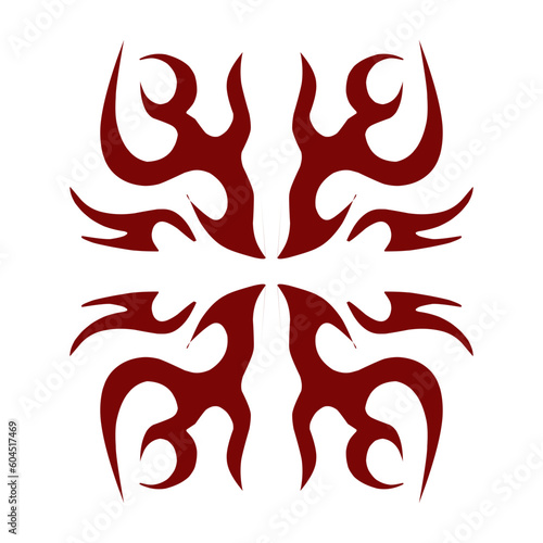 Maroon color tribal design illustration. Perfect for tattoos, stickers, icons, logos, hats, wallpaper elements