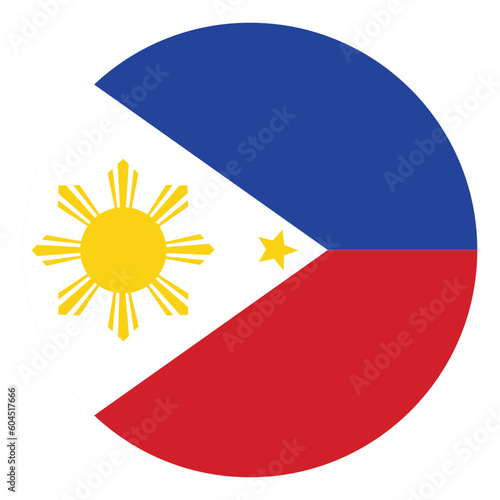 Flag of Philippines round shape. Philippines flag in circle shape	