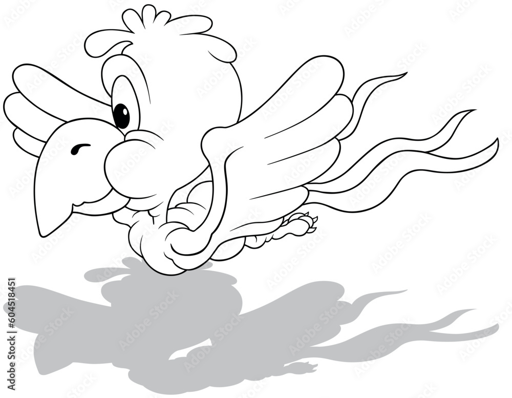 Drawing of a Flying Parrot from Side View Drawing of a Flying Parrot from Side View