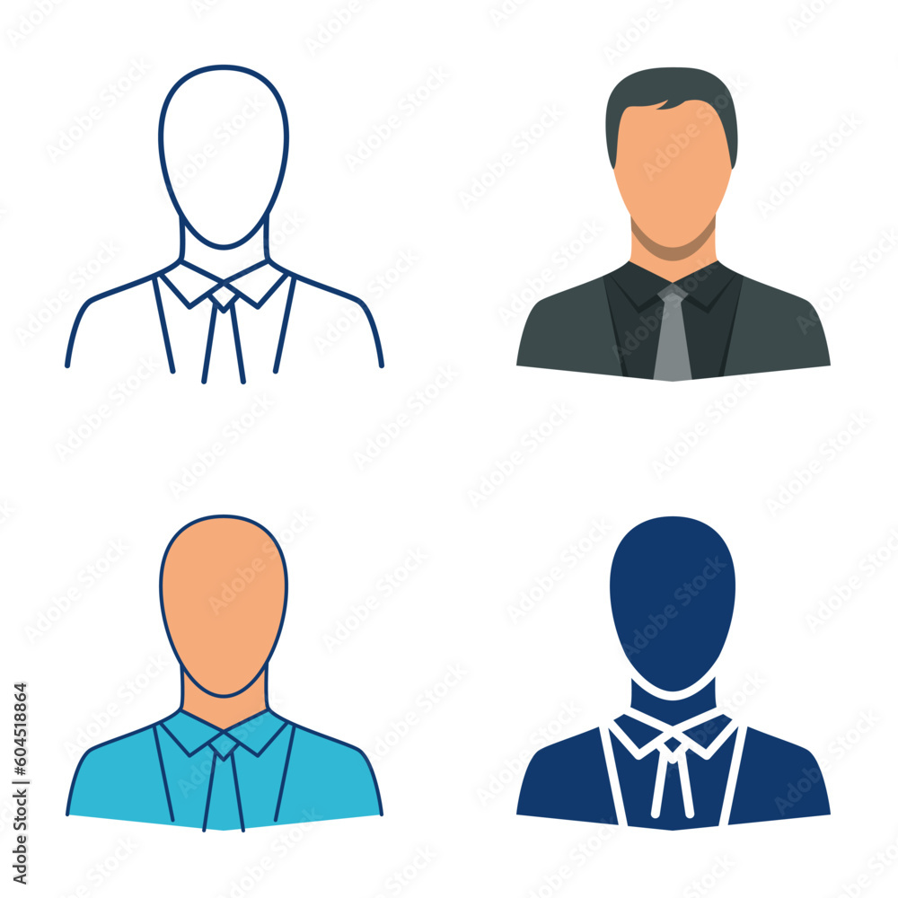 Businessman icon set in flat and line style Businessman icon set in flat and line style