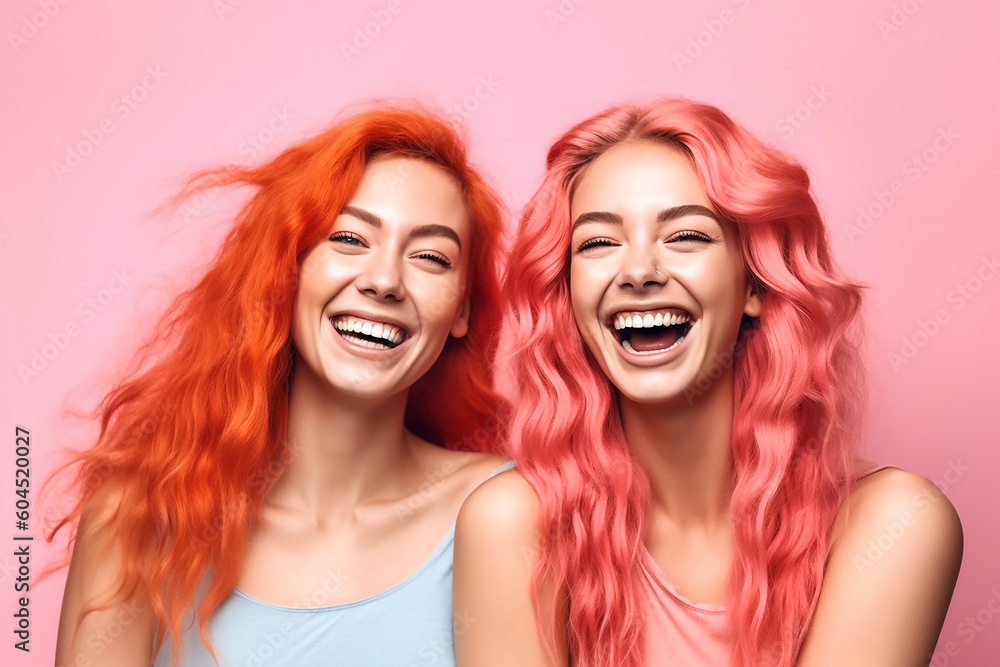 Zwei Freundinnen lachen KI Zwei Freundinnen lachen KI