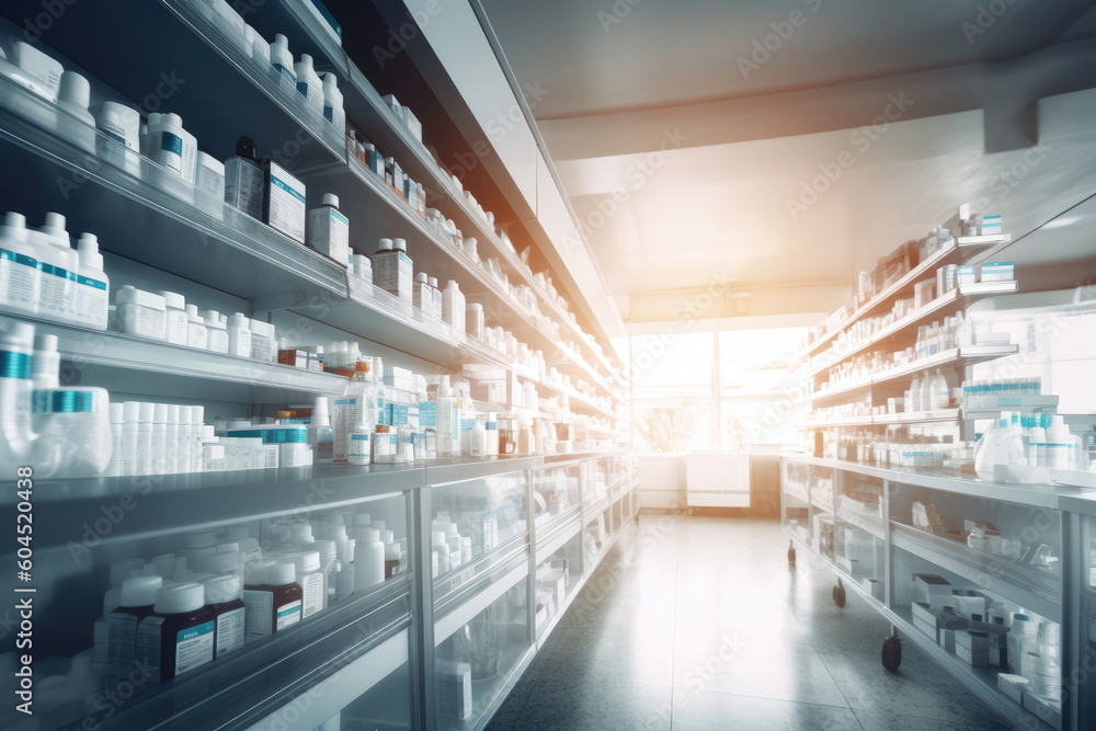 Pharmacy Drugstore blurred background, medical pills and bottles on the table, Health concept Pharmacy Drugstore blurred background, medical pills and bottles on the table, Health concept