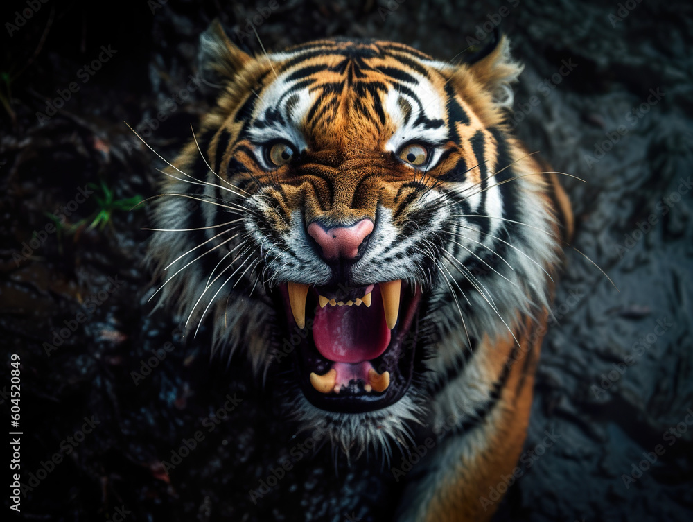 Naklejka premium Angry tiger by Ai Art