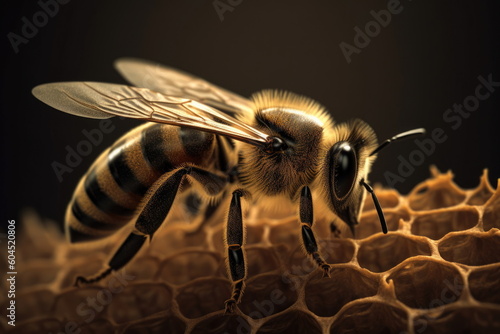 bee collecting honey in a beehive © waranyu