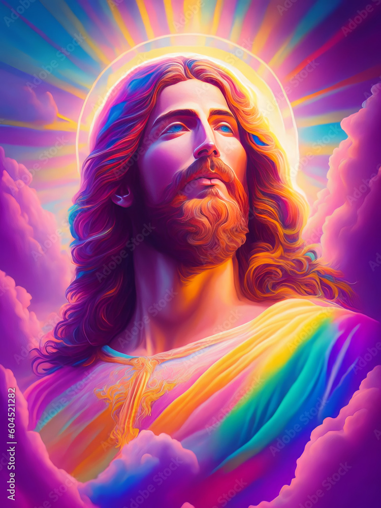 Highly detailed colourful 3D illustration of The Ascension Day of Jesus Christ, Christian Holiday, Generative AI Highly detailed colourful 3D illustration of The Ascension Day of Jesus Christ, Christian Holiday, Generative AI