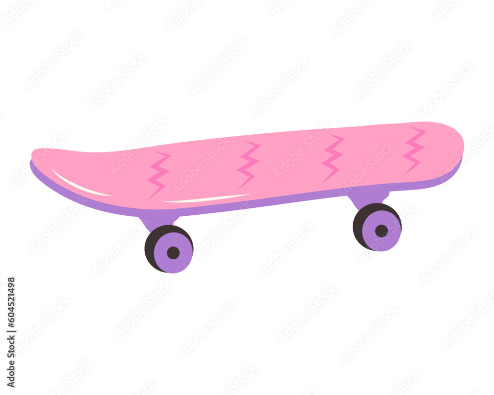 Skateboard. Nostalgia for the 80s, 90s. Extreme sport equipment for youth activity Skateboard. Nostalgia for the 80s, 90s. Extreme sport equipment for youth activity