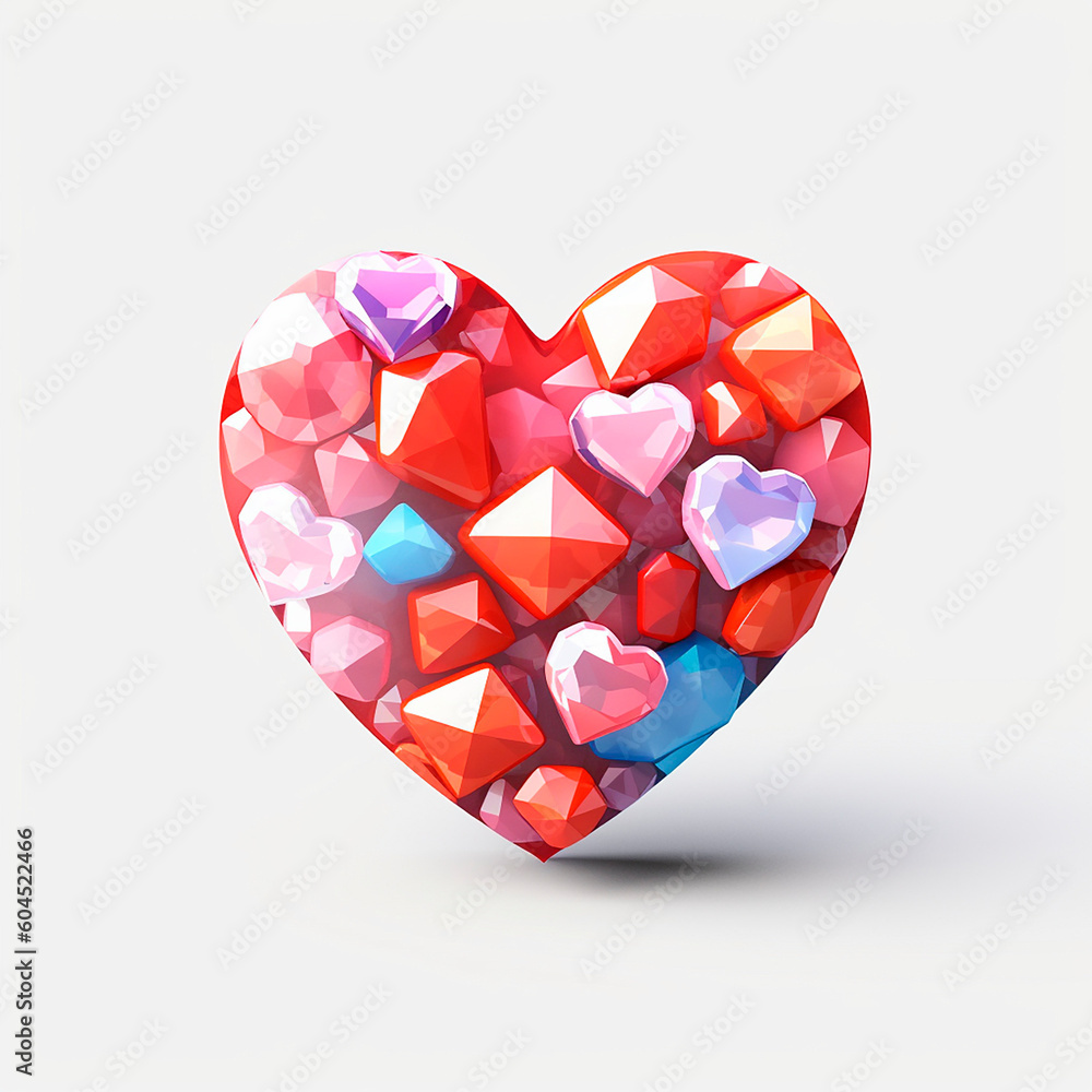 colorful heart shaped diamonds created with Generative Ai technology colorful heart shaped diamonds created with Generative Ai technology