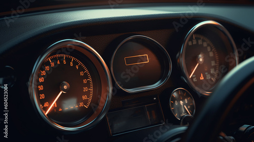 Dashboard in the car. Speedometer. Generative Ai